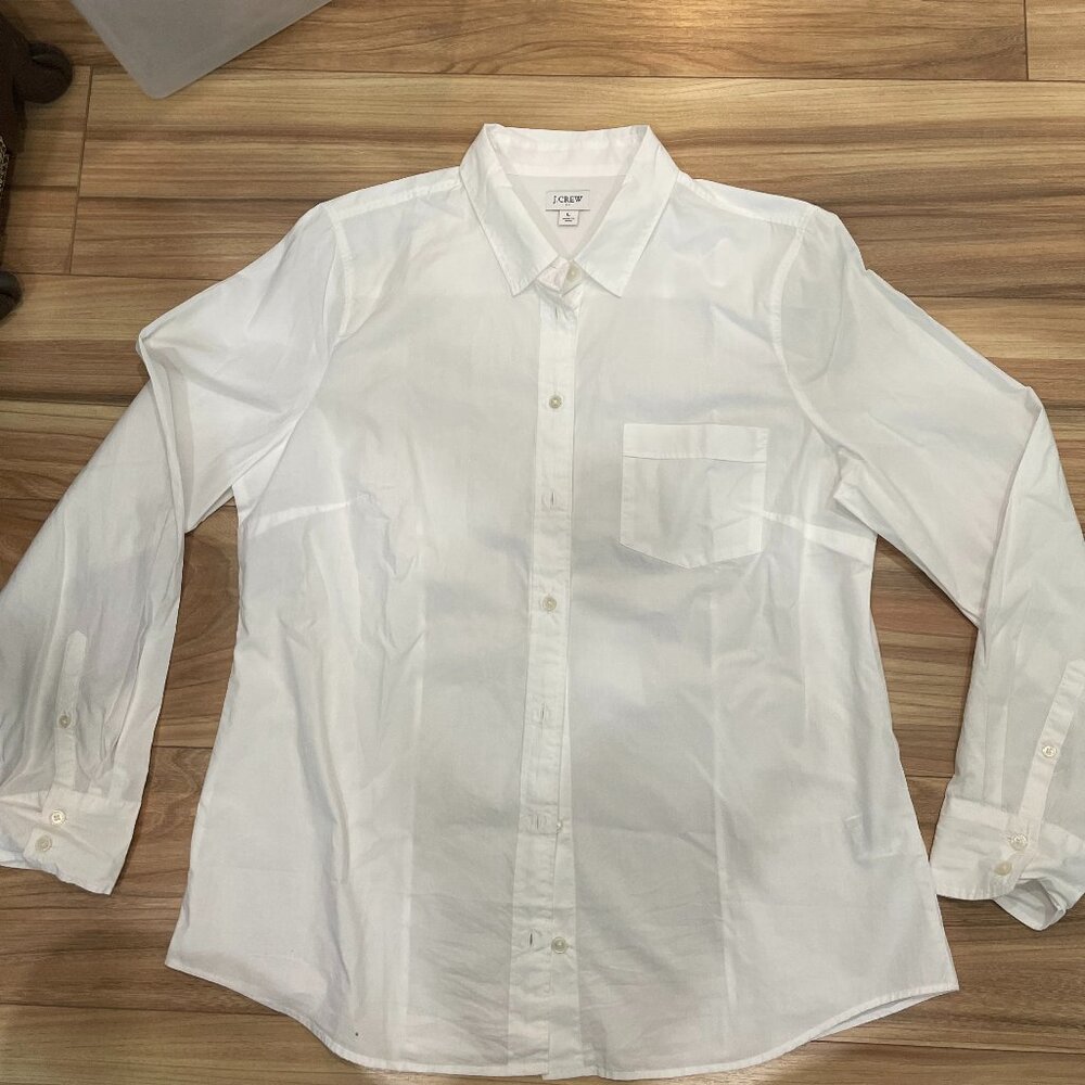 J Crew Factory White Cotton Blouse NWT Size L